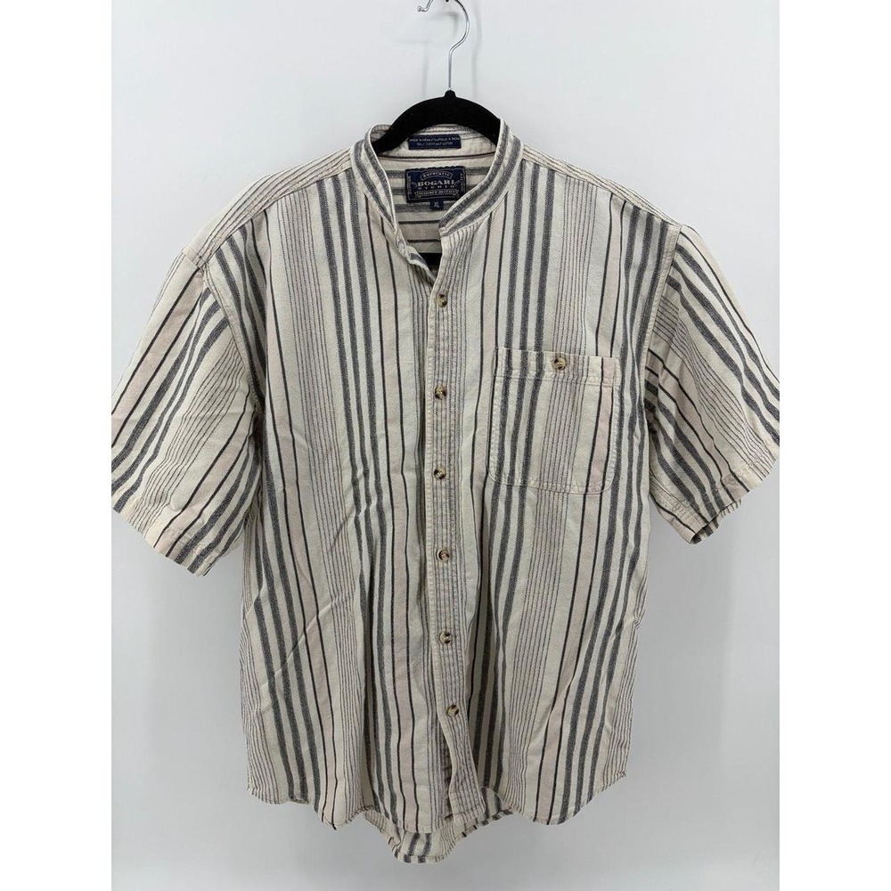 Bogari, Vintage, Button Front Shirt, Short Sleeve, Striped, Men's Size XL